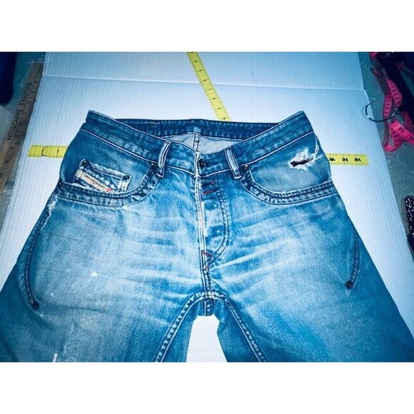 Vintage Diesel Jeans Mens 32x30 Blue Denim Straight Leg Y2K Rumbum Distressed - Picture 13 of 16